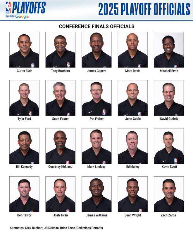 NBA官方公布东西决裁判名单:福斯特+托尼兄弟领衔 NBA官方公布东西决裁判名单:福斯特+托尼兄弟领衔